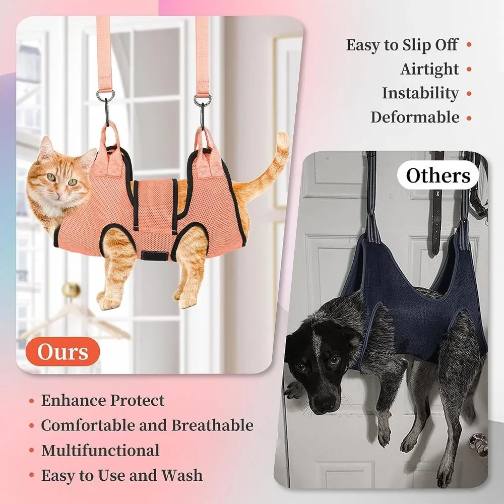 Dog/Cat Grooming Hammock, Pet Grooming Hammock with Security Strap